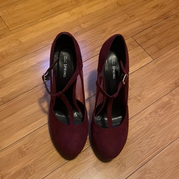 Suede Burgundy High Heels | Size 8.5 - Picture 6 of 11
